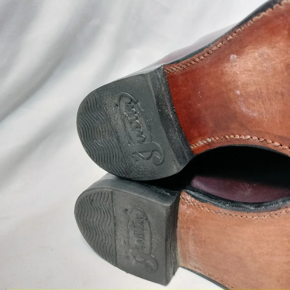 Justin Burgundy Cowboy Boots; Leather, Made in USA, Vintage, Western